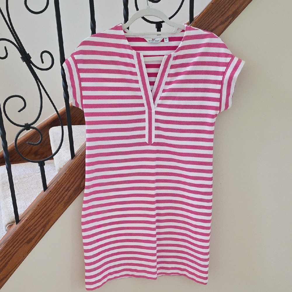 Vineyard Vines Pink and White Striped Dress
